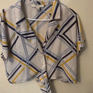 Forever 21 Yellow and Blue‎ Plaid Blouse